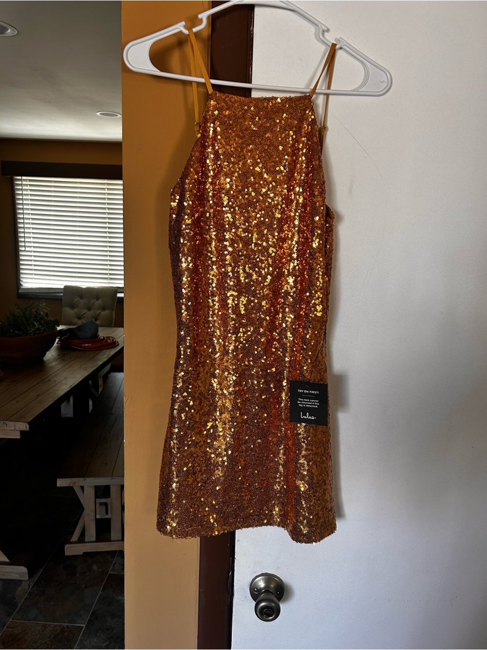 Lulus NWT Gold Sequin Bodycon Mini Dress S Party Cocktail Going Out Dress - Picture 7 of 8